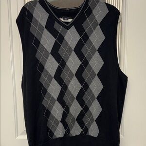 Structure Men's Black and Gray V-Neck Sweater Vest
